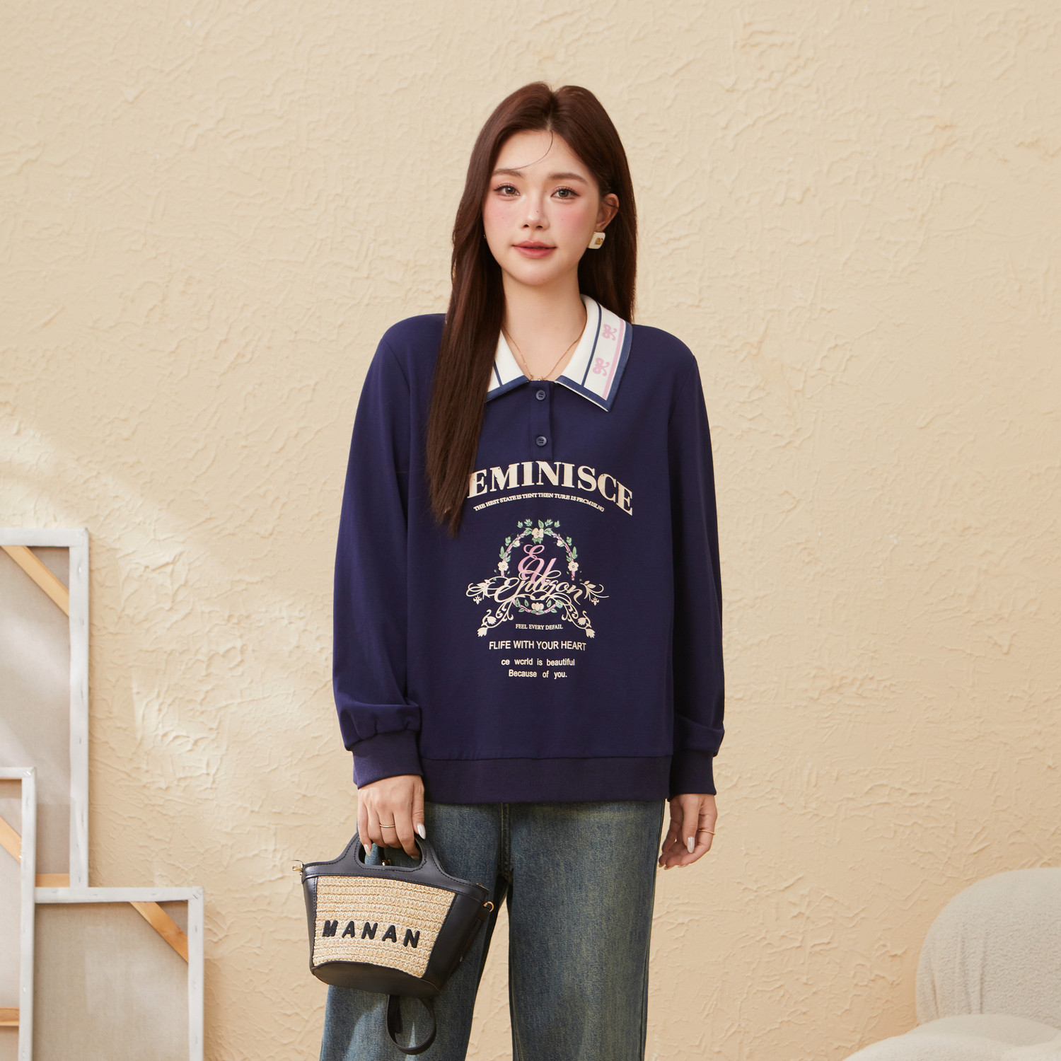 采多宝大码女装时尚减龄翻领针织卫衣胖mm宽松慵懒风厚款上衣,淘宝优惠券,粉丝福利购,淘宝优惠卷