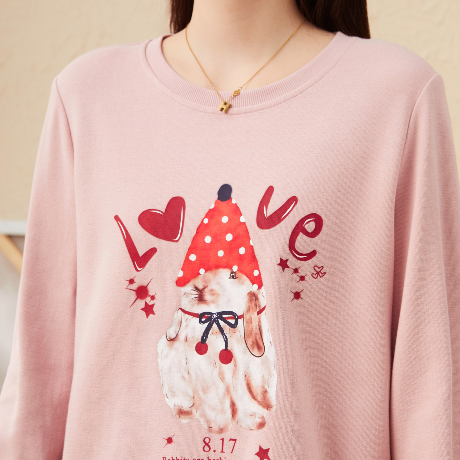 采多宝大码女装圆领小兔子3D印花卫衣胖mm动物图案可爱风减龄上衣,淘宝优惠券,粉丝福利购,淘宝优惠卷