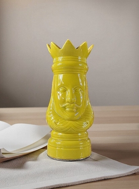 北欧风格柠黄国王女王皇冠摆件