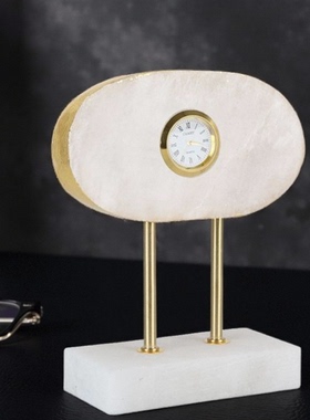 合金支架天然玛瑙石盘矿石座钟