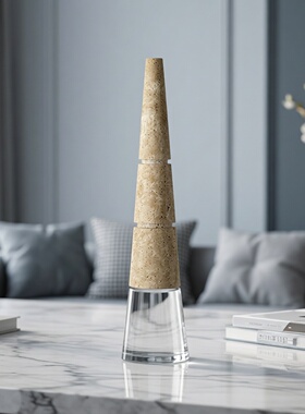 现代简约大理石水晶锥形摆件