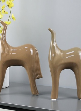 抽象马新中式陶瓷轻奢软装饰品