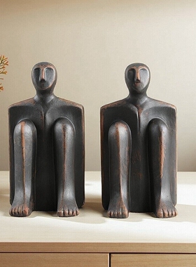 侘寂风水泥树脂家居书房书挡摆设