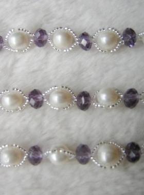 天然淡水珍珠与水晶组合的花样手链