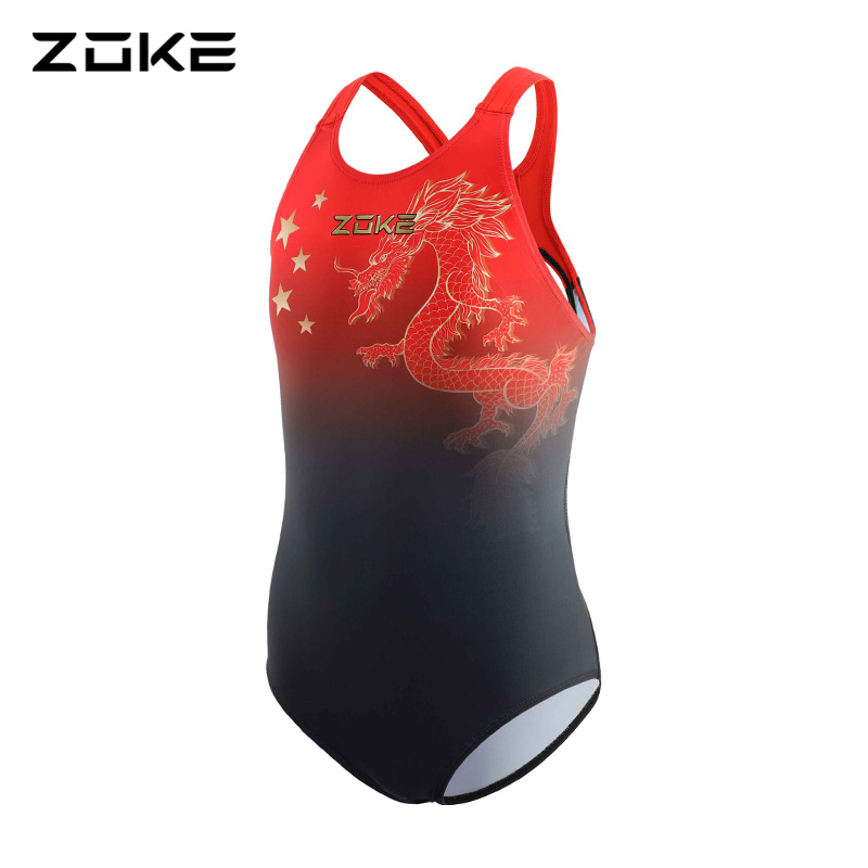 zoke洲克2022冠军系列训练连体三角五分男女儿童比赛竞技泳衣泳裤-图0
