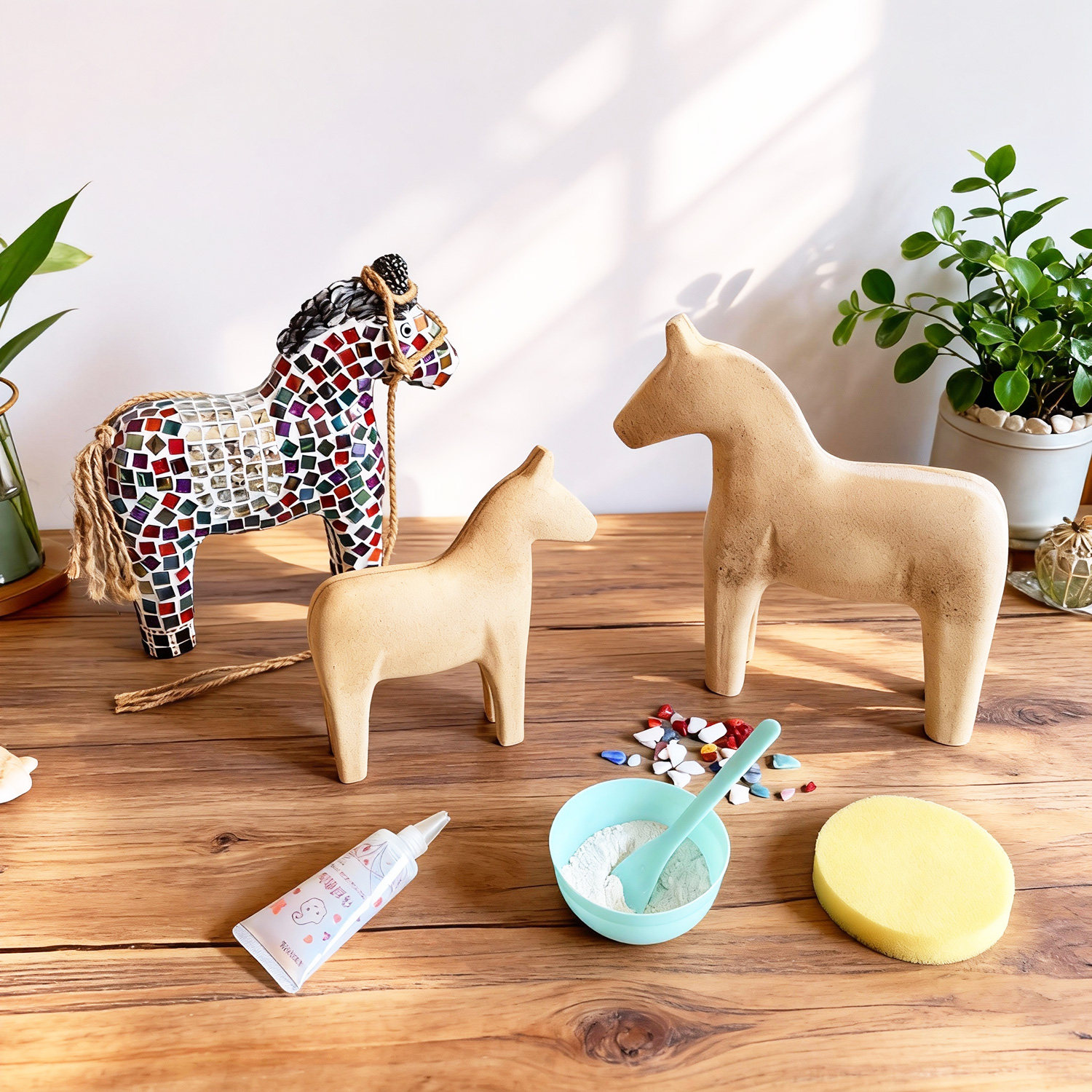 DIY木质底胚马赛克手工材料 春节马年模具彩绘白胚新年小马小动物,淘宝优惠券,粉丝福利购,淘宝优惠卷