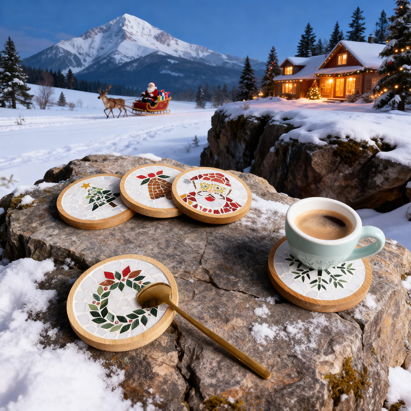 圣诞节杯垫马赛克diy 手工材料包儿童手工创意制作玩具文创小礼品,淘宝优惠券,粉丝福利购,淘宝优惠卷