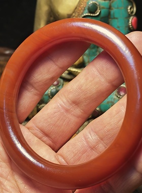 乡村小口径老红玛瑙磨砂玛瑙手镯圆条民族风本命年镯子女小款手环