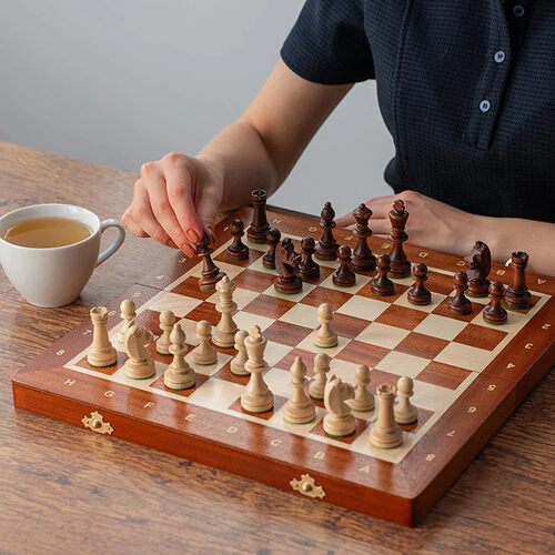 1chess国际象棋波兰进口中型实木折叠棋盘六一儿童节初学入门欧式 - 图0