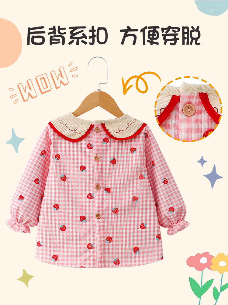 秋冬罩衣女宝宝吃饭围裙儿童外穿围兜灯芯绒防水防脏女孩外穿护衣,淘宝优惠券,粉丝福利购,淘宝优惠卷