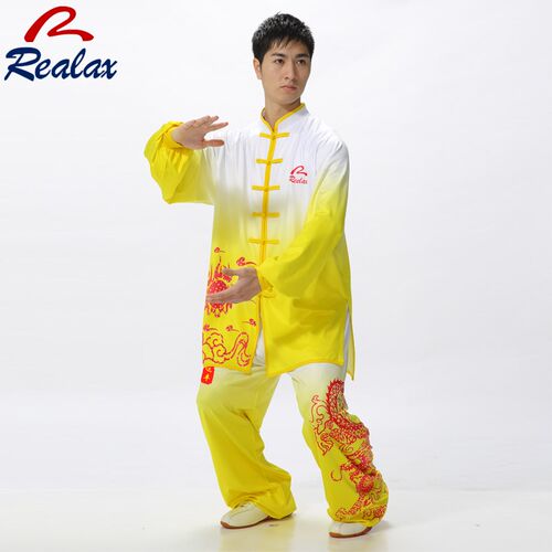 新品渐变色男太极服牛奶x丝表演服中国龙烫钻比赛服女春夏季练 - 图0
