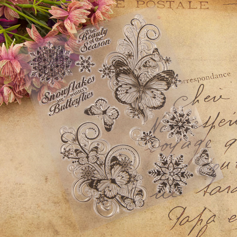 透明印章 scrapbook DIY手帐相册日记硅胶印章 蝴蝶 - 图2