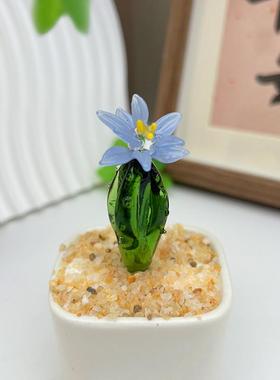 手工仙人掌花淄博琉璃装饰摆件