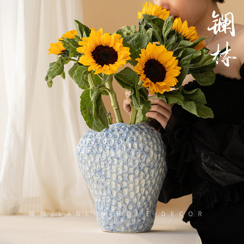 现代简约半熟草莓陶瓷花瓶新中式电视柜装饰水培鲜花插花家居摆件 - 图2