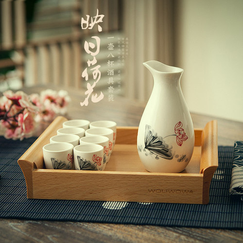 家用白酒盅水墨风陶瓷烈酒杯酒壶分酒器喝酒杯子日式清酒酒具套装 - 图2