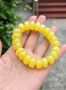 天然二代蜜蜡手串男女同款黄色圆珠隔珠手链柠檬黄蜜蜡DIY配饰52