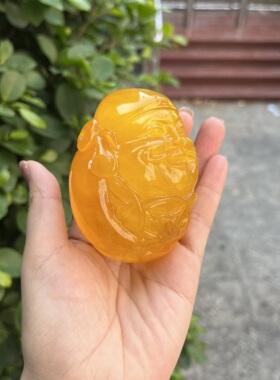 天然二代蜜蜡佛公古玩收藏仿玉石原石寿山石雕老旧田黄色天伦之乐
