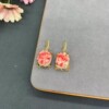 Shell powder pressed peony flower three-piece set high-end elegant full diamond design jewelry necklace earrings ring for women