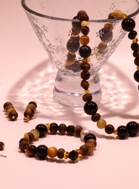 Bonheur【灵韵】原创设计沉香天然石串珠项链小众高级感手链耳环