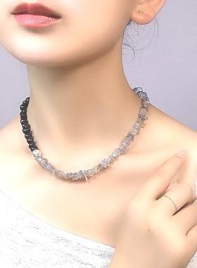 Bonheur双生叙事黑碧玺灰月光双面能量项链天然石项链小众高级