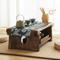 Solid wood tatami short table floating window small table day style kang table for home folding tea table Bedroom with small tea table