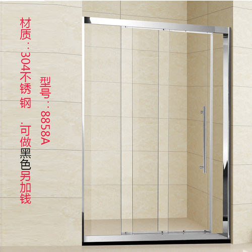卫生间厨房三联动干湿分离浴室隔断一字形玻璃网红淋浴房推拉移门 - 图0