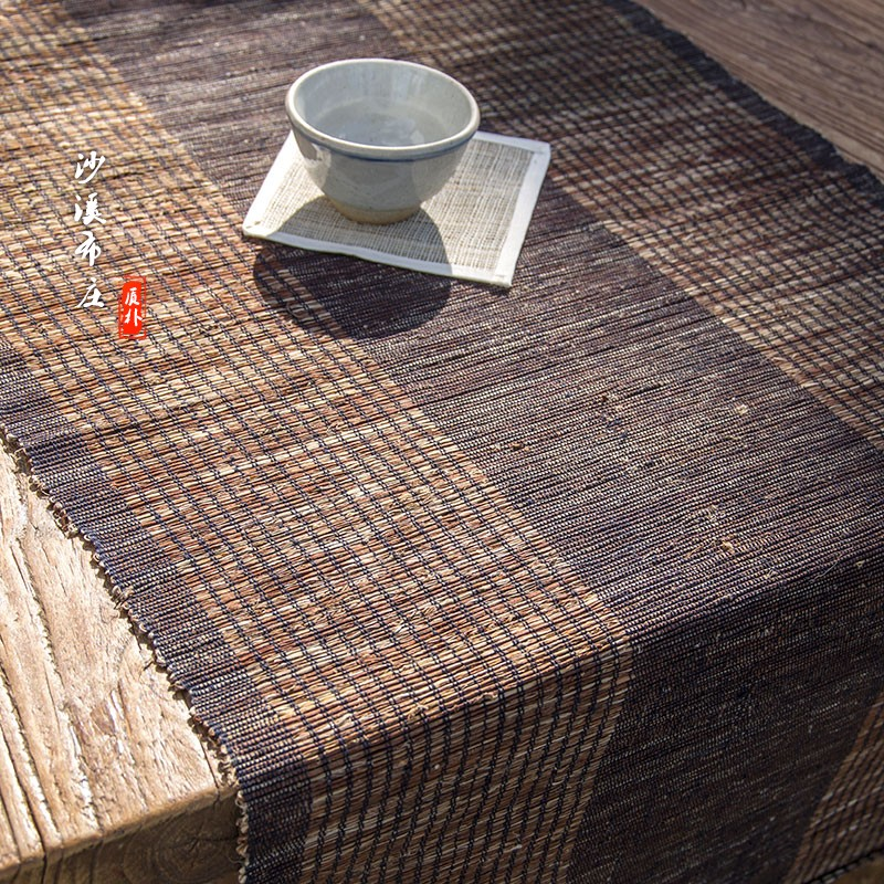 日式手工干泡茶席布麻类桌布浅棕色古风装饰禅意茶席 苎麻桌旗,淘宝优惠券,粉丝福利购,淘宝优惠卷