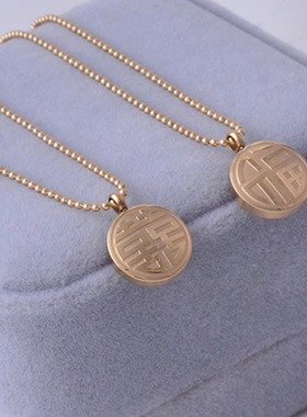 钛钢福字镶钻轻奢小众设计锁骨链