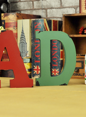 复古创意木质立体字母摆件酒吧