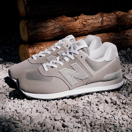 New Balance NB官方正品男女款情侣薄底灰色运动休闲鞋ML574EVG - 图1