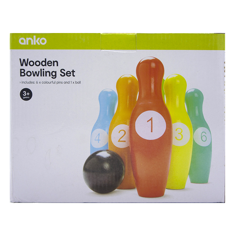 Anko wooden bowling 婴幼儿童健身木质保龄球亲子互动益智玩具 - 图1