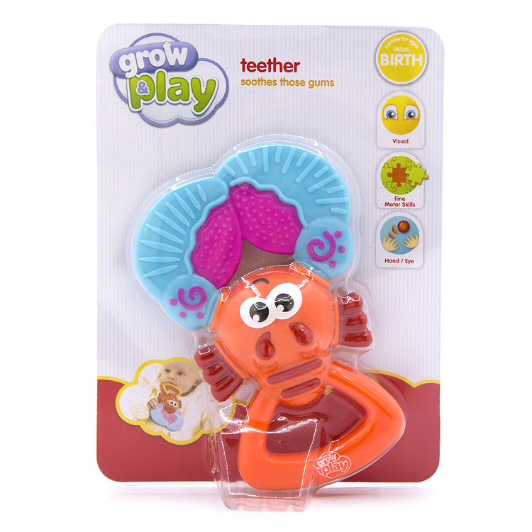 grow play teether 婴儿磨牙固齿牙胶小象蟹动物造型手握安抚玩具 - 图1