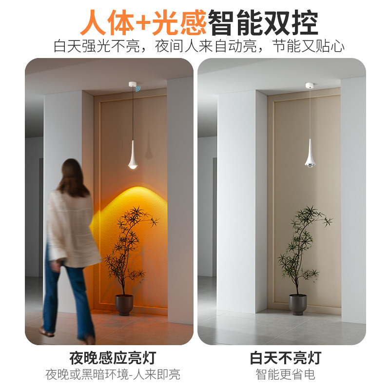 人体感应落日夕阳灯入户玄关小吊灯卧室床头可升降氛围灯墙照画灯,淘宝优惠券,粉丝福利购,淘宝优惠卷