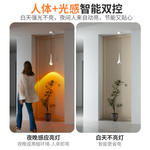 人体感应落日夕阳灯入户玄关小吊灯卧室床头可升降氛围灯墙照画灯 - 图1