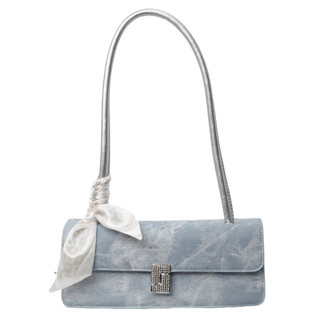 French niche denim baguette armpit bag for women, versatile