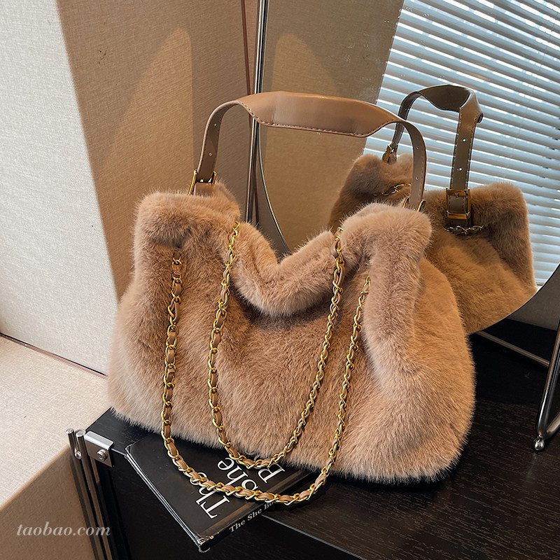秋冬季爆款毛毛包包2025新款通勤女士单肩斜挎包毛绒绒手提托特包,淘宝优惠券,粉丝福利购,淘宝优惠卷