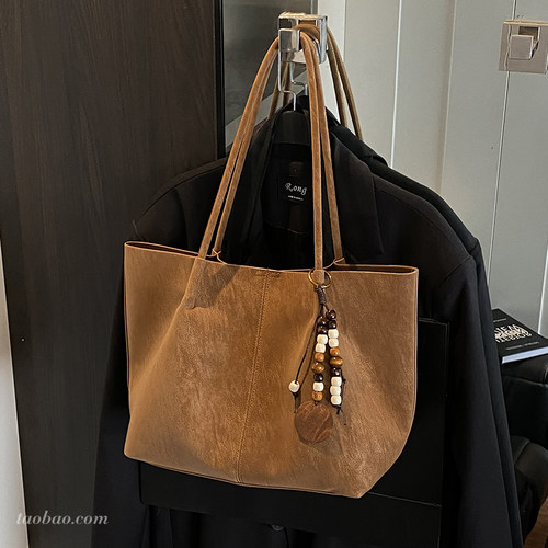 时尚简约复古大容量包包女2026新款通勤百搭单肩包轻便手提托特包 - 图0