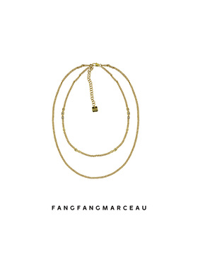 镀金通用双层链条镶钻项链