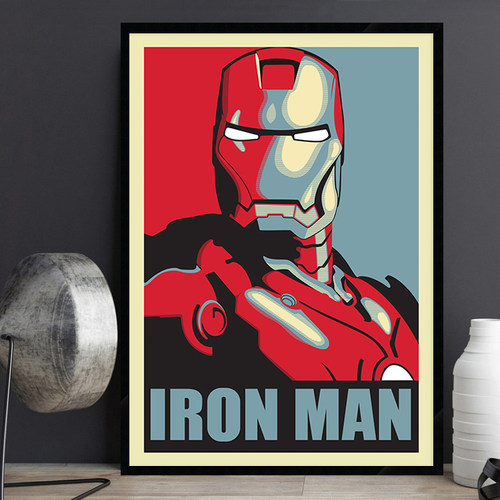 Iron Man 钢铁侠电影海报装饰画 极简酒吧餐厅壁画儿童房床头挂画 - 图1