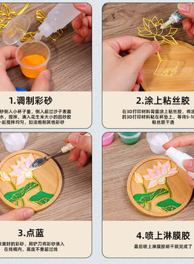 景泰蓝免掐丝珐琅杯垫diy手工材料包非遗传统文化团建活动半成品