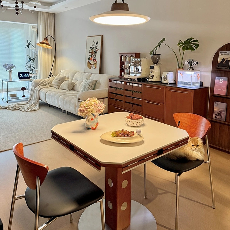 实木多功能餐台可变圆桌家用小户型轻奢岩板伸缩正方形折叠桌椅子,淘宝优惠券,粉丝福利购,淘宝优惠卷