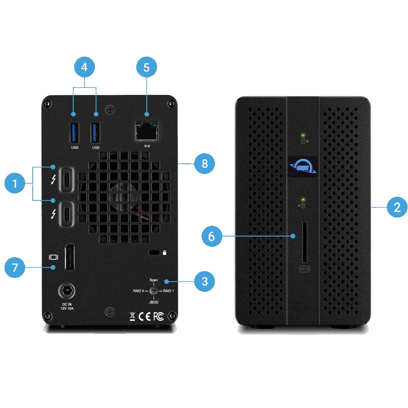 OWC2盘位Gemin桌面硬盘扩展坞 Mercury Elite Pro Dock(雷电3双盘阵列含扩展坞)（OWCTB3DKP2D）Gemini-图3