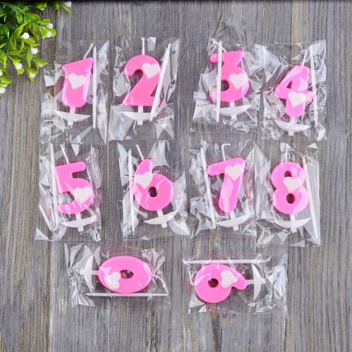 生日数字0~9蜡烛 粉色蓝色五角星爱心拼色祝寿结婚纪念日蛋糕装饰 - 图2
