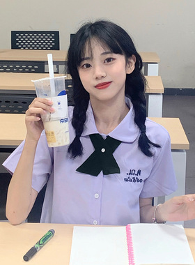 学生jk十字交叉红色领结校服