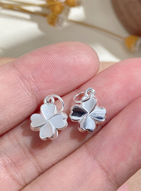 999纯银吊坠幸运草古法手链配饰diy挂件项链手链坠子女款小众设计