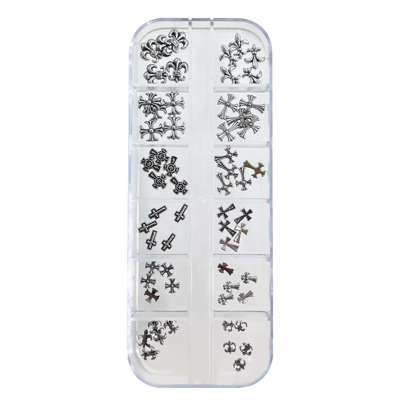 12格克罗心美甲饰品套装爆款十字架金属铆钉diy指甲钻小配件新款,淘宝优惠券,粉丝福利购,淘宝优惠卷