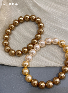 渐变浓郁南阳金色珍珠手链