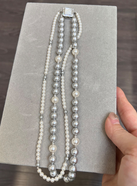双层一款多戴混彩珍珠项链女