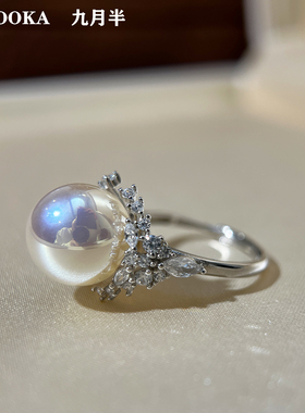 通体S925纯银施家人造天女戒指