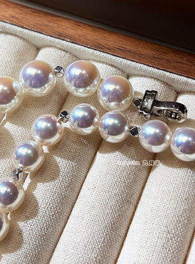 原创 镜面极光天女级akoya珍珠手链高档人造马贝粉光珍珠手饰女